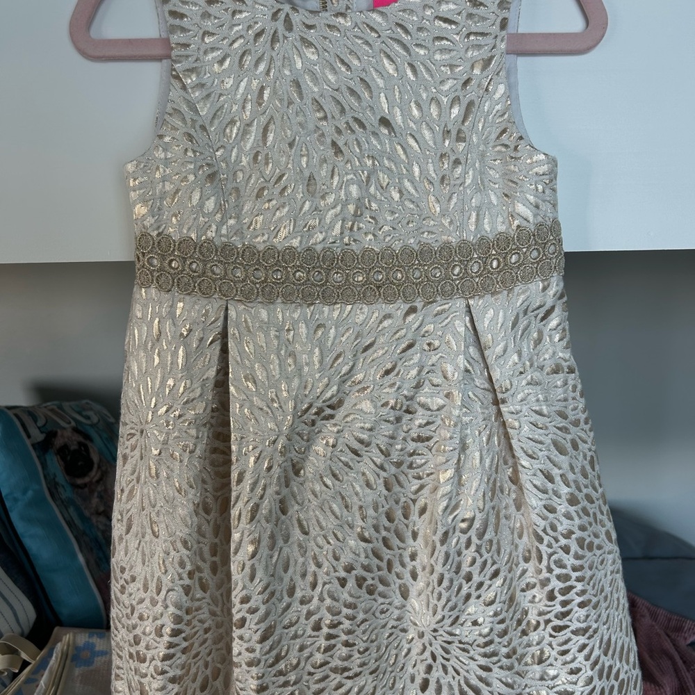 Lilly Pulitzer Gold Pleated Embellished A-line Dress